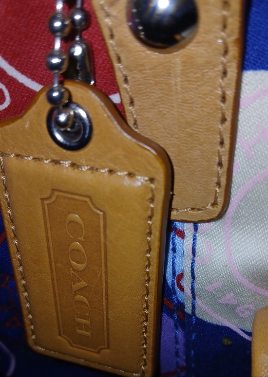 Coach F14667 Leah Navy Tote with Multicolor Coach Medallions - Picture 4 of 5